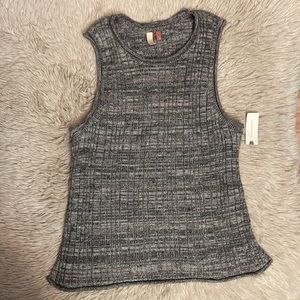 Anthropologie Pilcro Marled Ribbed Knit Silk Tank Gray XL NWT